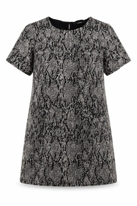 Dunnes Women's Grey Animal Print Shift Dress Size 18