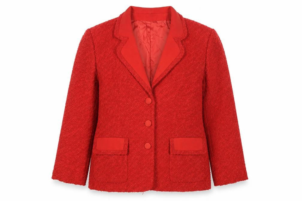 Louis Féraud Women's Red Wool Classic Blazer UK 12 Formal Jacket