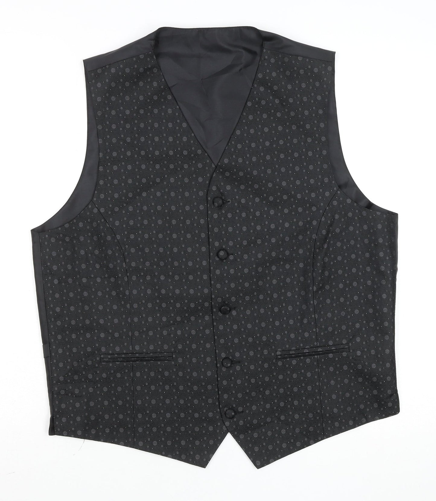 Marks and Spencer Men's Black Geometric Formal Waistcoat Medium 38-40in