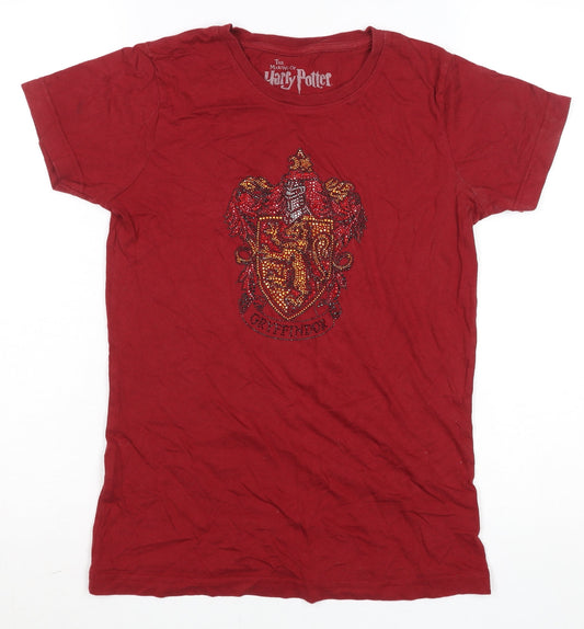Warner Bros Women Red Gryffindor T-Shirt S Short Sleeve 100% Cotton