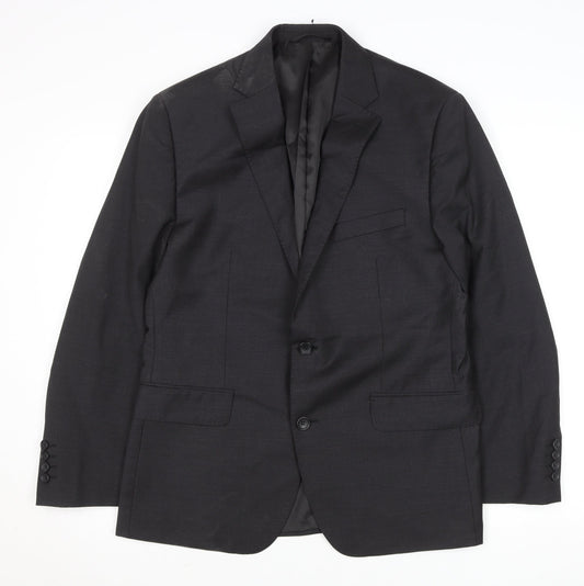 Men’s Grey Wool Blend Slim Fit Short Blazer Jacket 42L