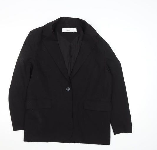 Bershka Women's Black Regular Fit One-Button Blazer M