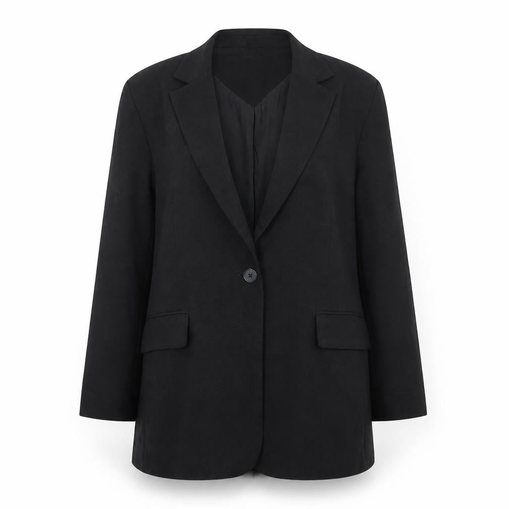 Bershka Women's Black Regular Fit One-Button Blazer M