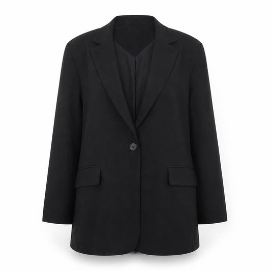 Bershka Women's Black Regular Fit One-Button Blazer M