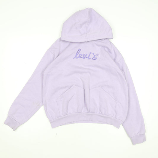 Levi's Girls Purple Embroidered Logo Pullover Hoodie 14 Years