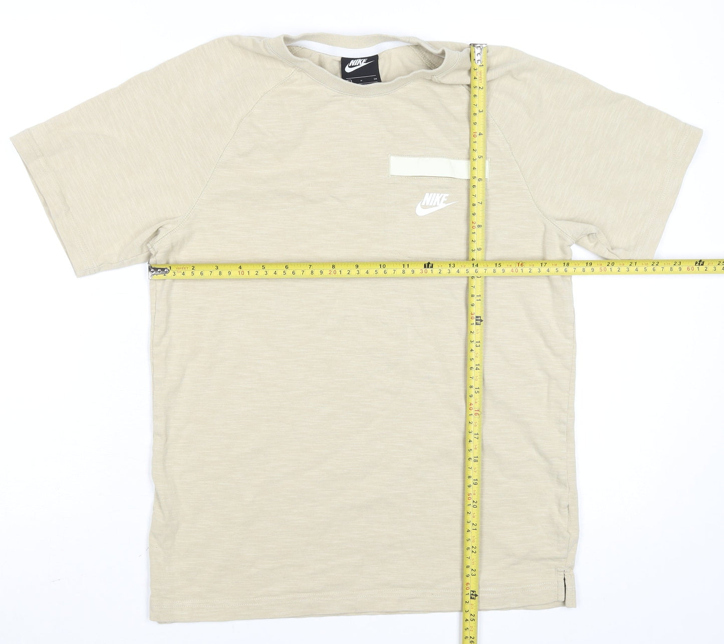 Nike Men's Beige Short Sleeve Crew Neck Cotton T-Shirt Small