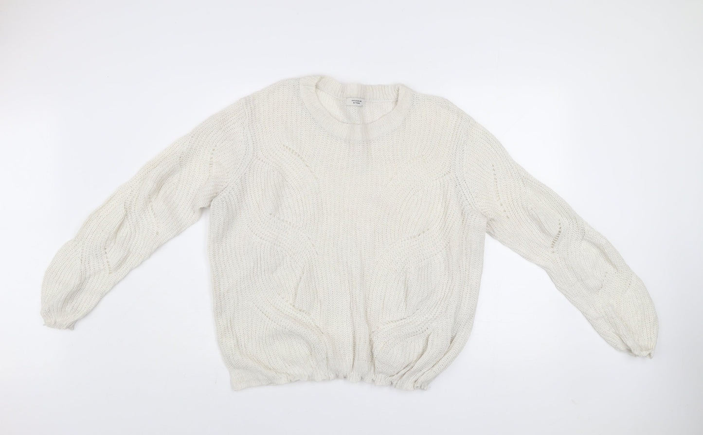 Jacqueline de Yong Women’s Ivory Chunky Knit XL Acrylic Pullover Jumper