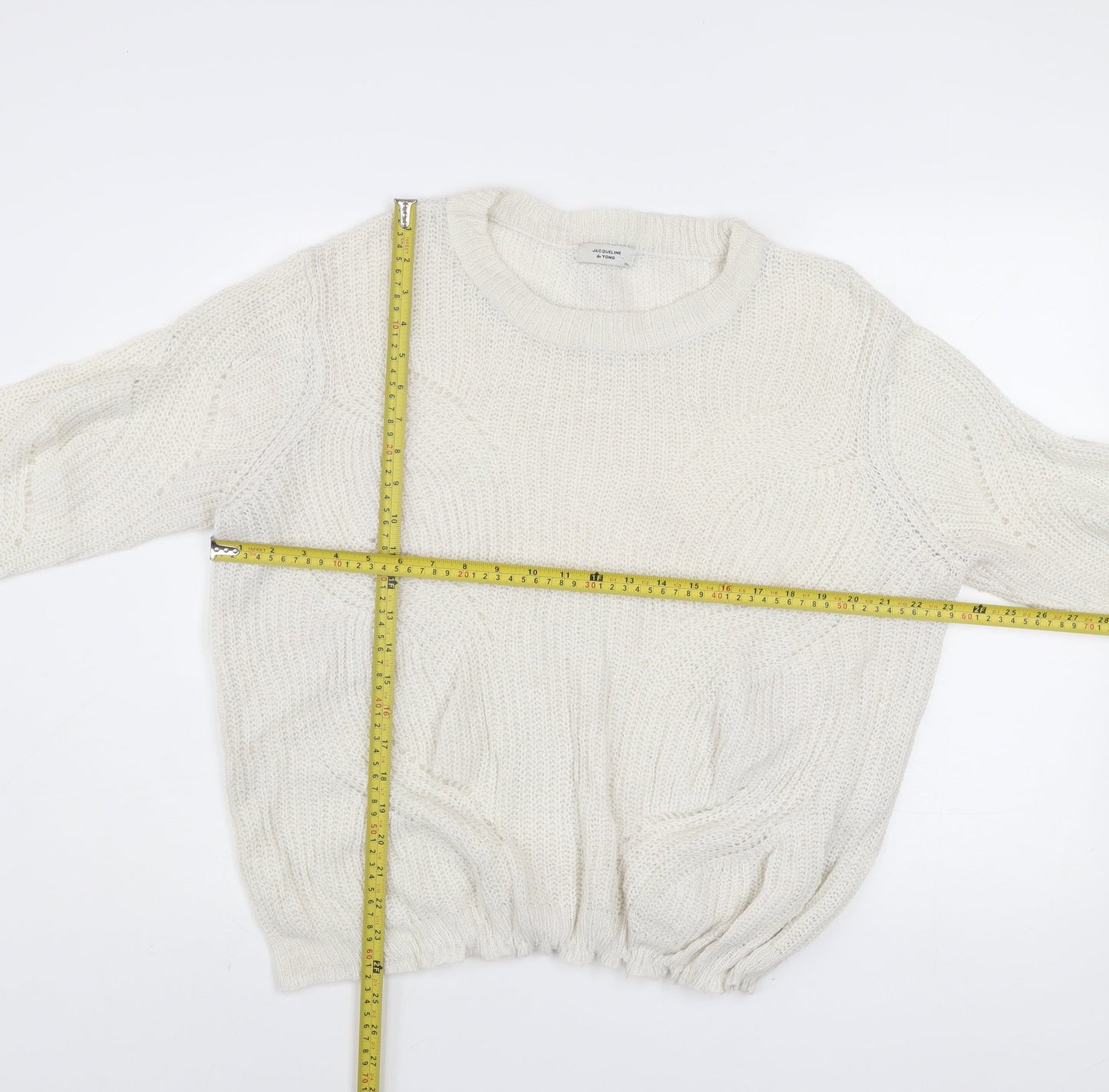 Jacqueline de Yong Women’s Ivory Chunky Knit XL Acrylic Pullover Jumper