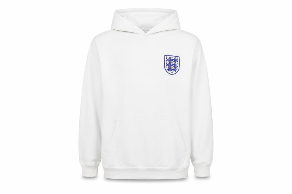 England Boys White Hoodie 12-13 Years Pullover Cotton Blend Football Crest