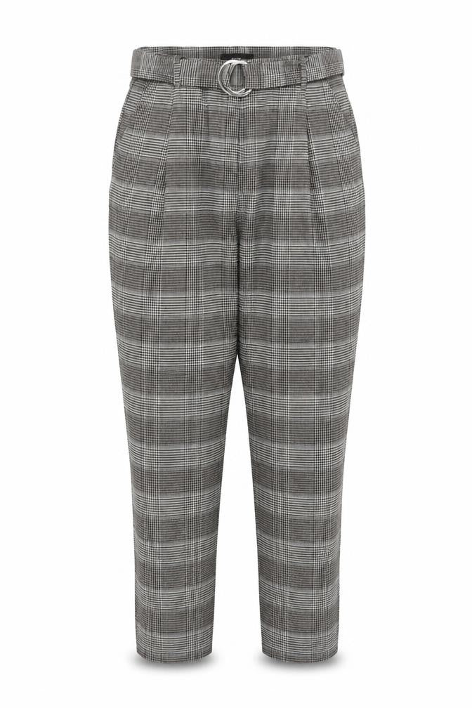 Next Women’s Black Check Tapered Trousers Size 16L Polyester Blend