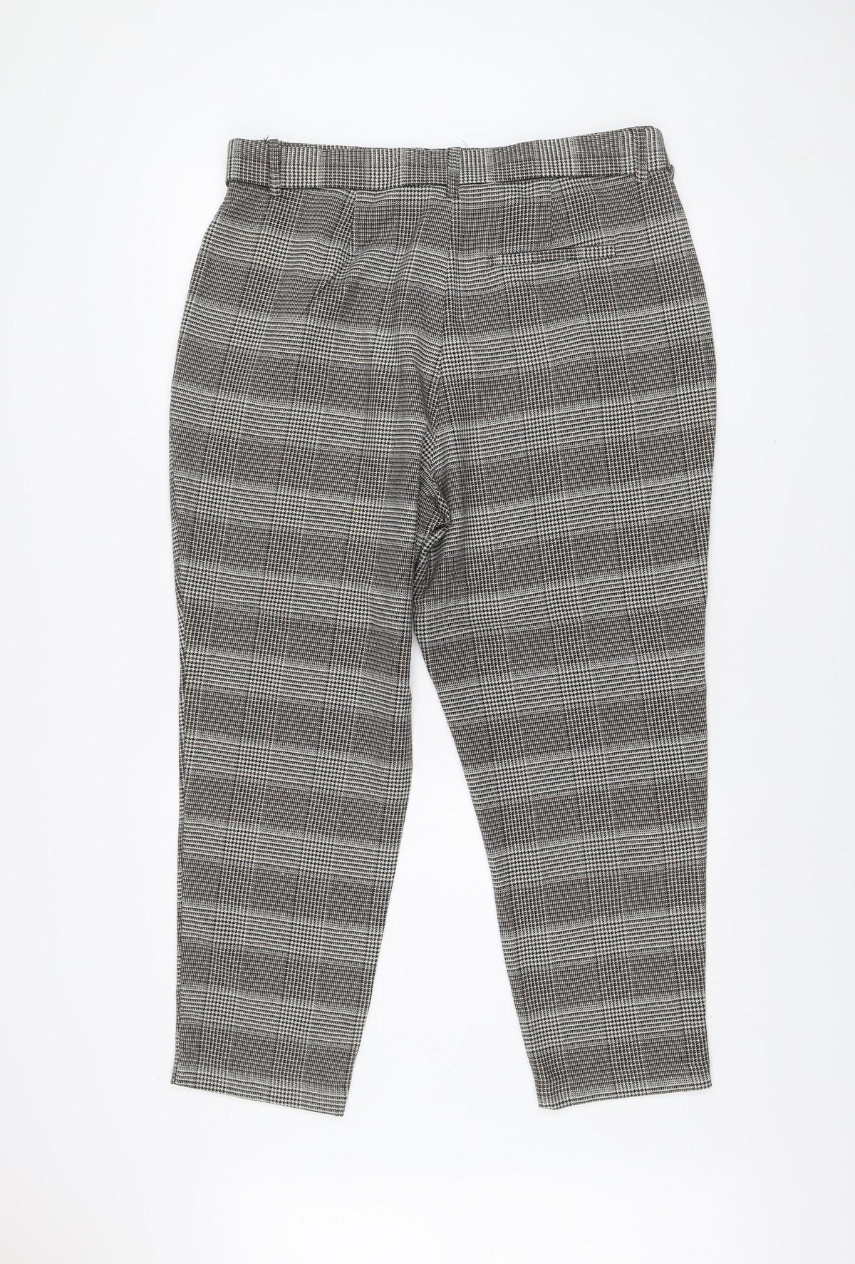 Next Women’s Black Check Tapered Trousers Size 16L Polyester Blend