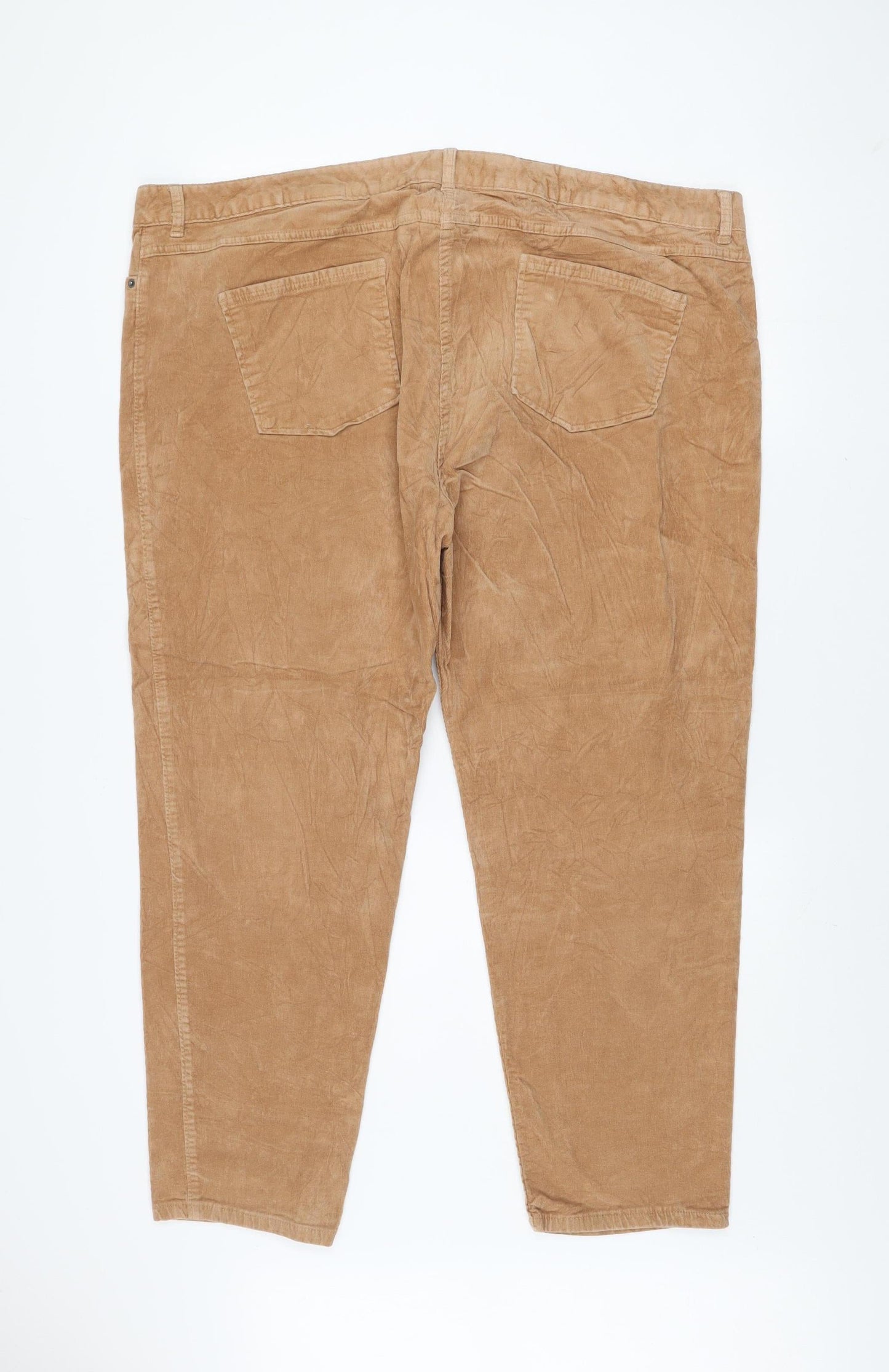 Marks and Spencer Women Beige Chino Corduroy Trousers Size 24 Regular
