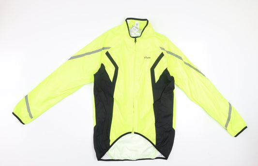 B'Twin Men's Yellow S Windbreaker Cycling Jacket Reflective Lightweight