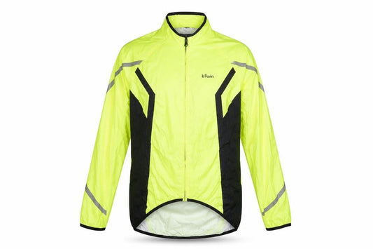 B'Twin Men's Yellow S Windbreaker Cycling Jacket Reflective Lightweight