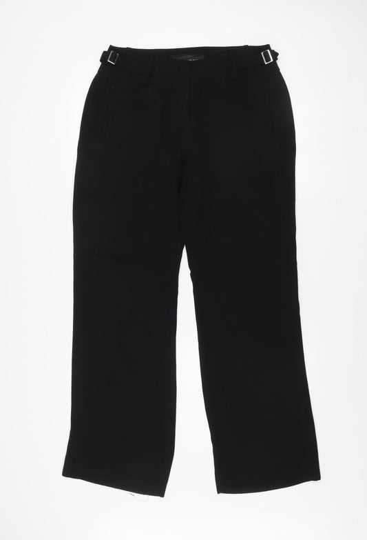 Betty Jackson Black Women's Size 12 Black Straight Leg Belted Trousers