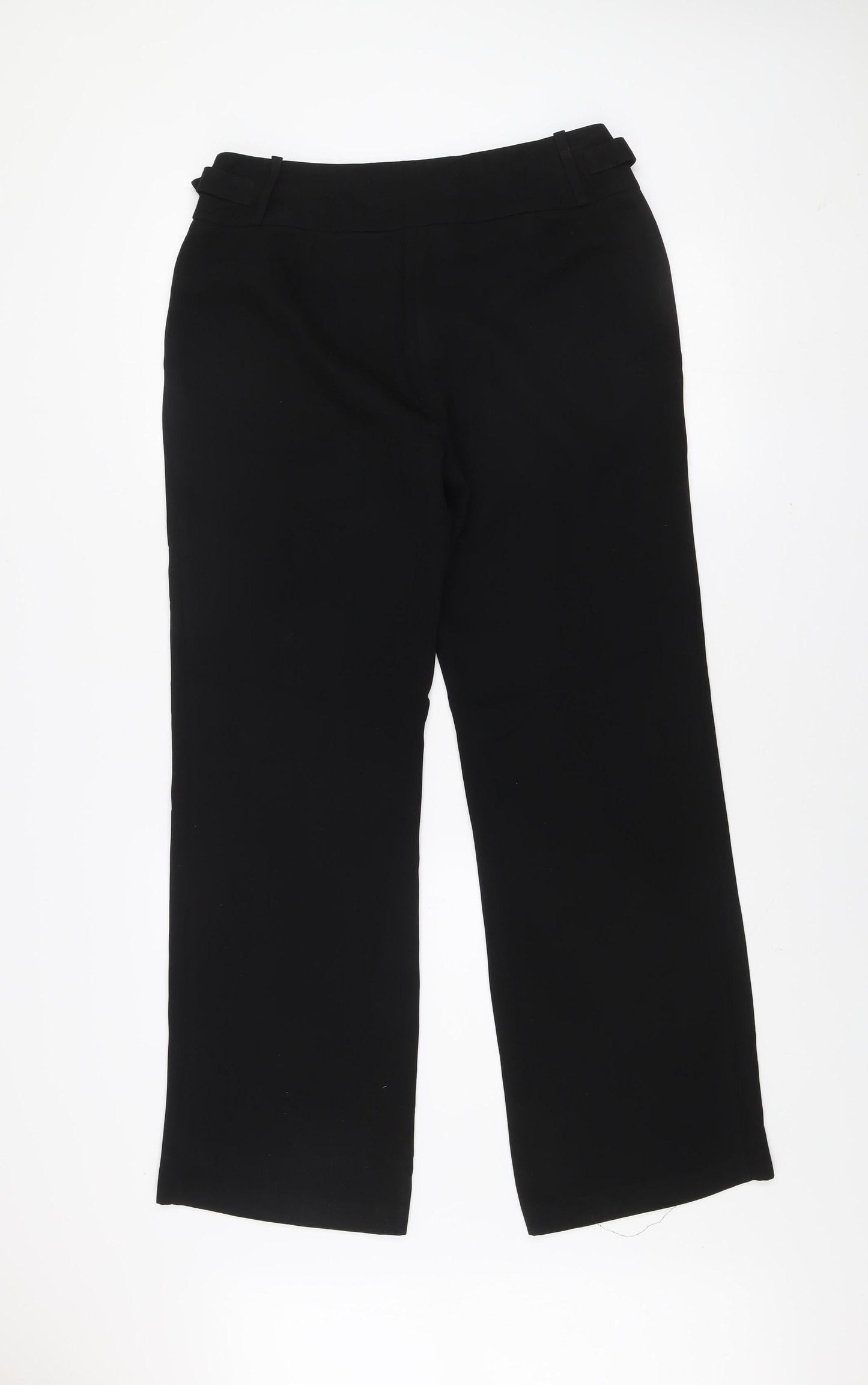 Betty Jackson Black Women's Size 12 Black Straight Leg Belted Trousers