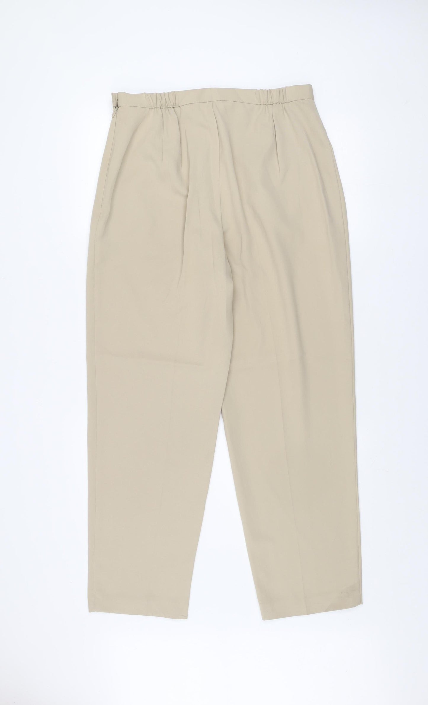Marks and Spencer Women's Beige High Rise Pleated Trousers UK 16