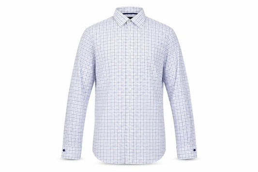 Next City Collection Men's Blue Check Cotton Regular Fit Shirt 14.5