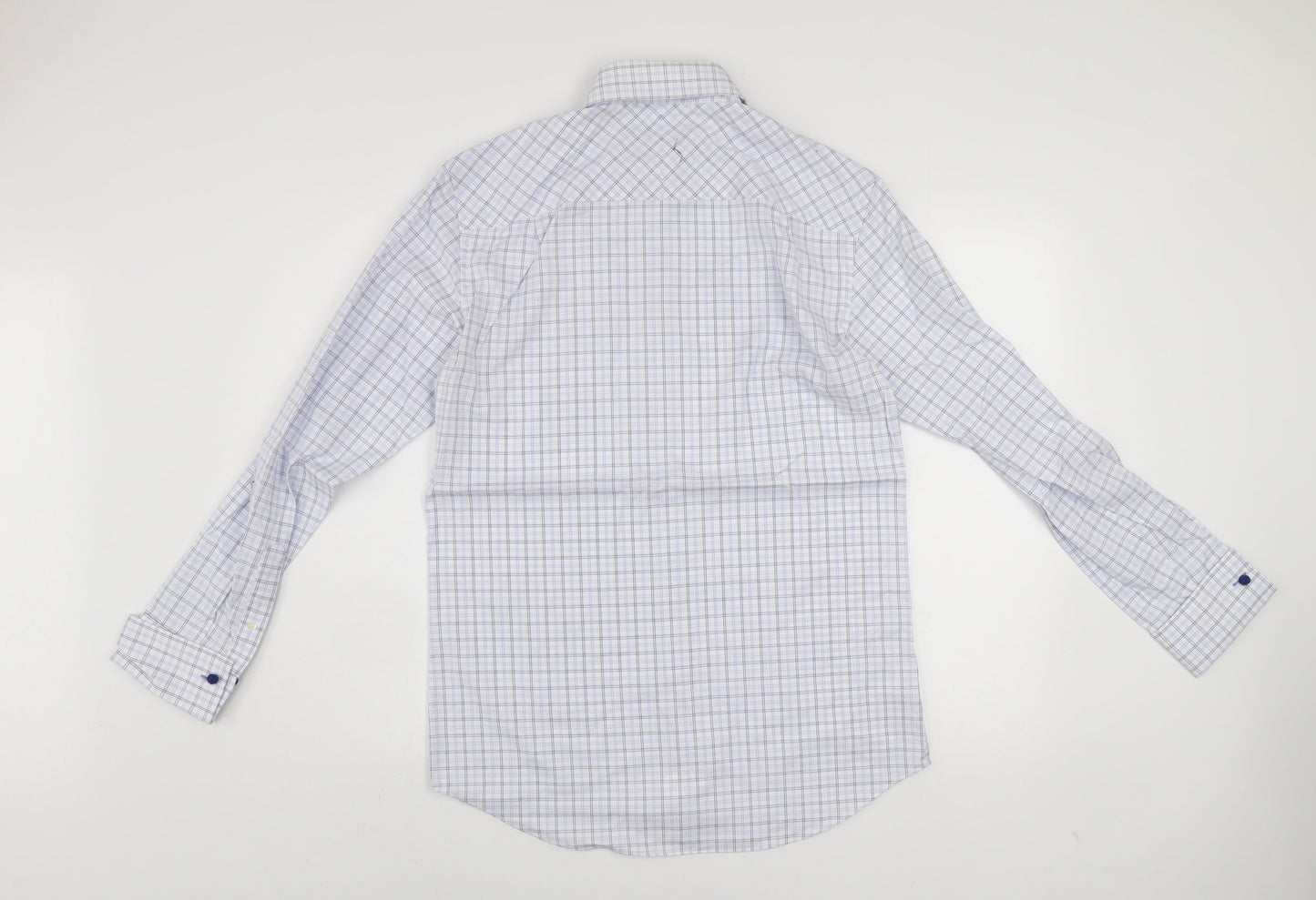 Next City Collection Men's Blue Check Cotton Regular Fit Shirt 14.5