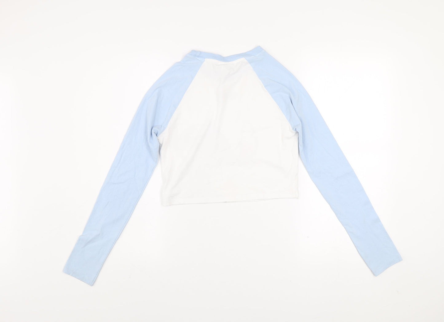 Disney Girls Blue Stitch Cropped Long Sleeve T-Shirt Size S