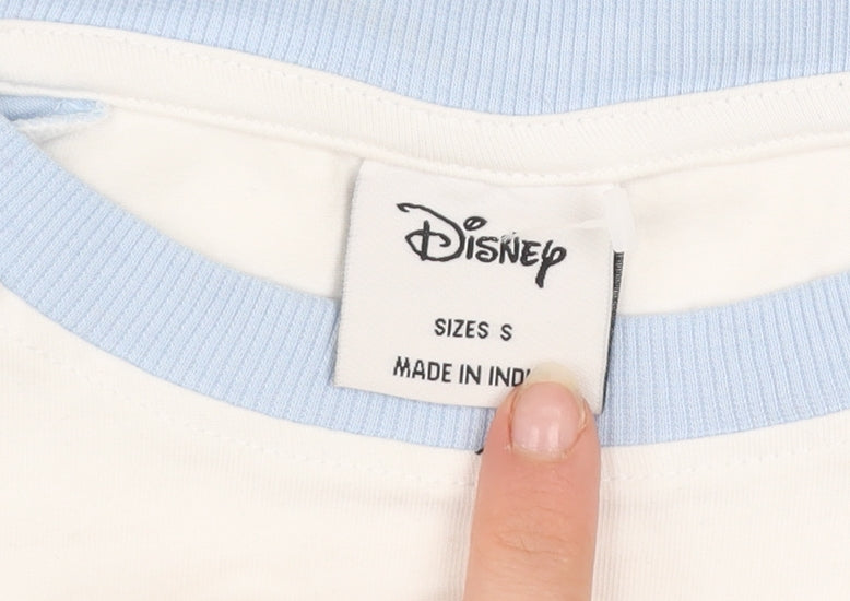 Disney Girls Blue Stitch Cropped Long Sleeve T-Shirt Size S
