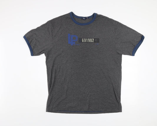 GAP Men's Grey Blue Crew Neck Graphic Print T-Shirt XL Classic Fit