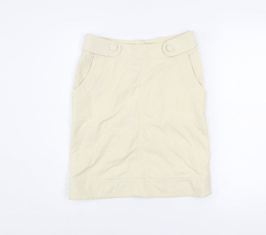 Yera Womens Beige Knee Length Cotton Stretch Pencil Skirt Size 12