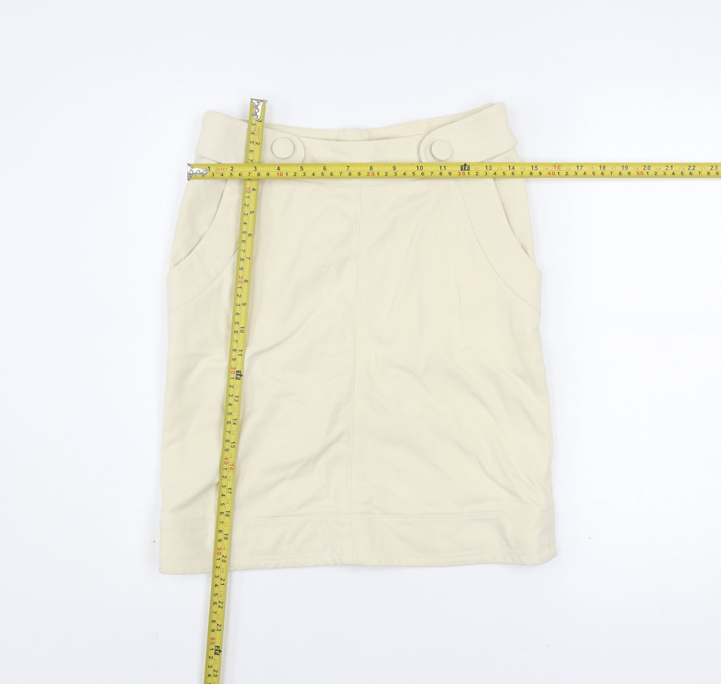 Yera Womens Beige Knee Length Cotton Stretch Pencil Skirt Size 12