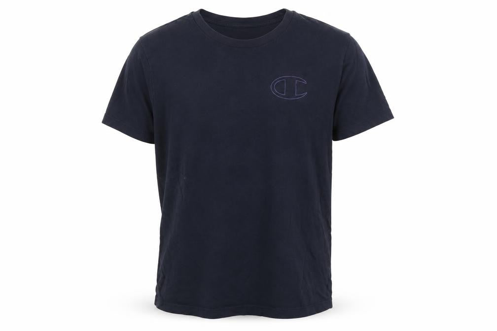 Champion Men’s Blue Cotton Crew Neck Short Sleeve T-Shirt - Large
