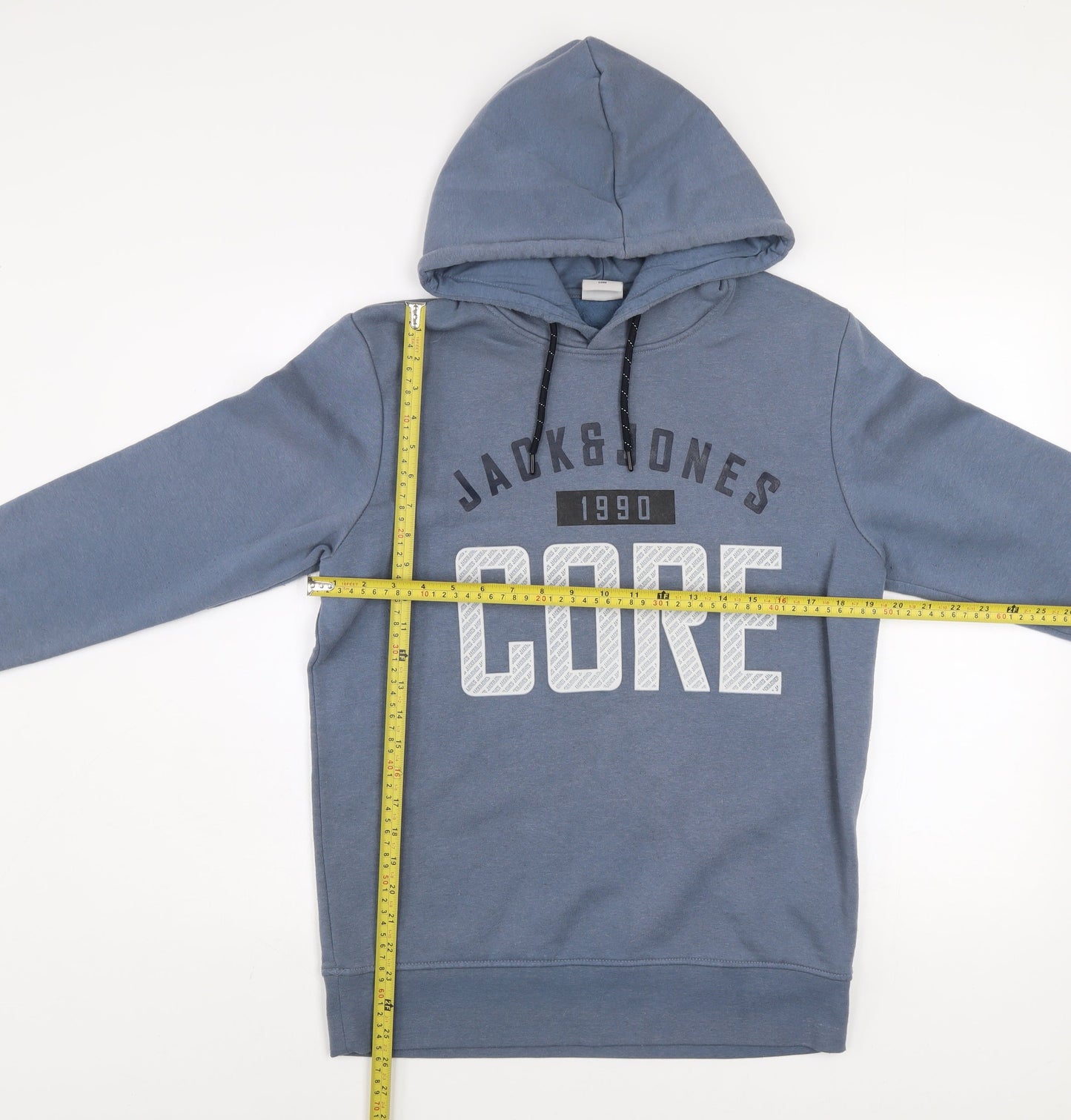 Jack & Jones Mens Blue Core Hoodie Size M Pullover Graphic Print