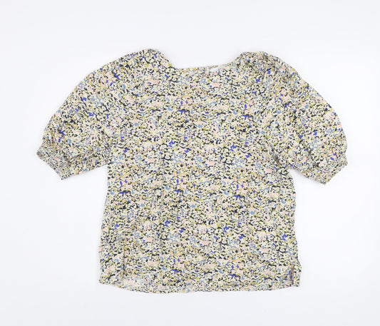 Marks and Spencer Women's Multicoloured Floral Blouse Size 12 Regular Cotton Modal Short Sleeve