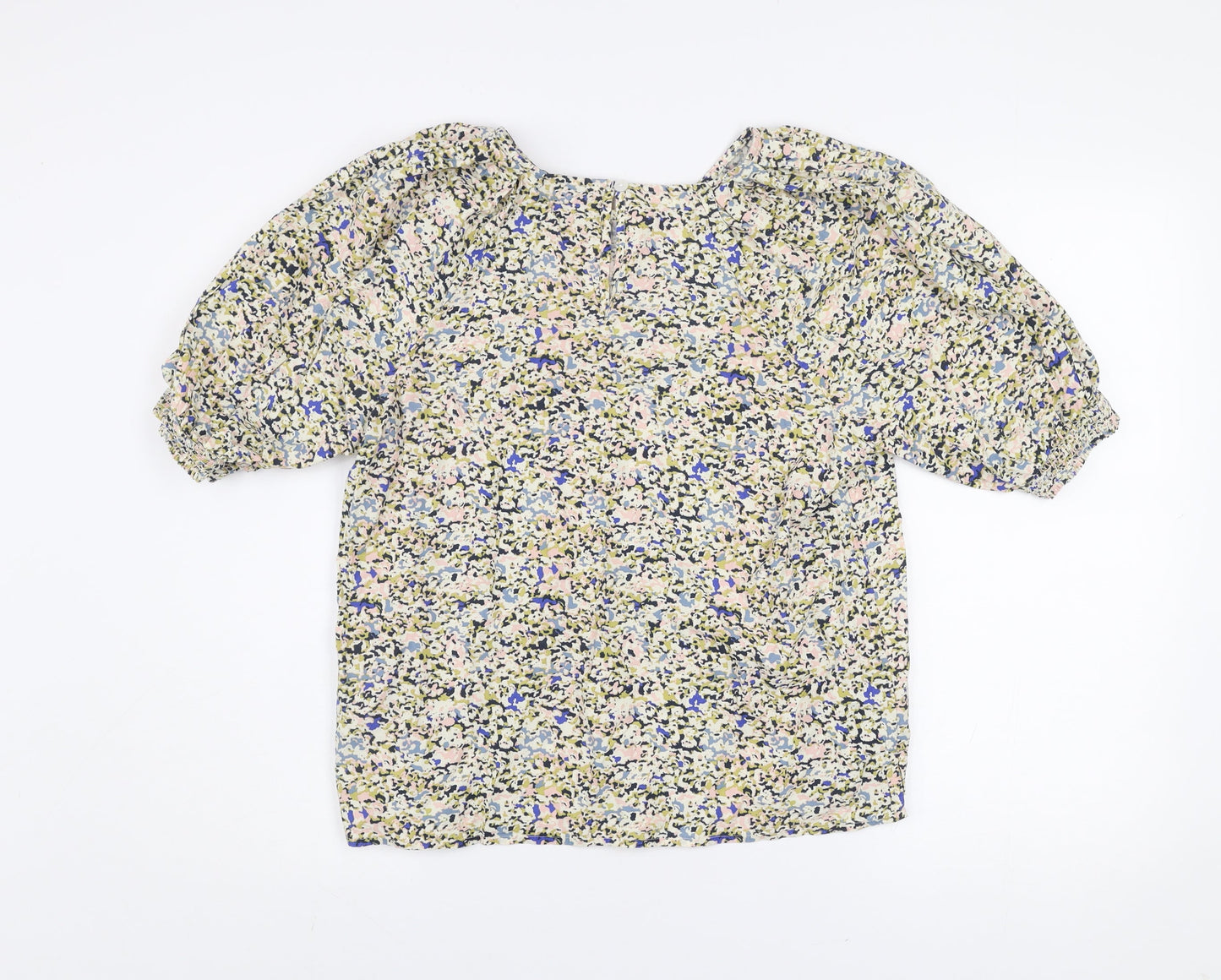 Marks and Spencer Women's Multicoloured Floral Blouse Size 12 Regular Cotton Modal Short Sleeve
