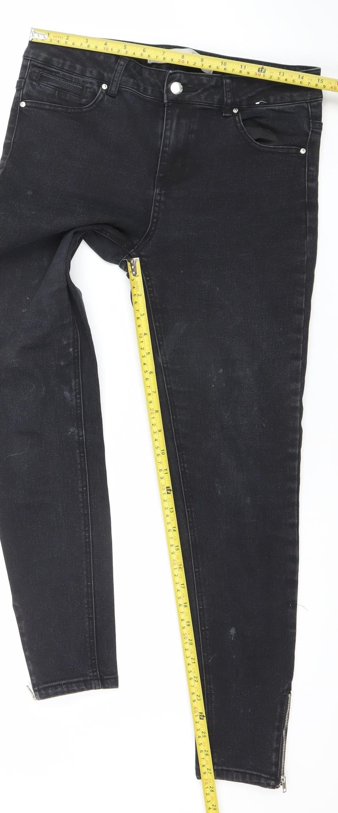 Denim Co. Women's Black Size 12 Slim Jegging Jeans with Ankle Zip