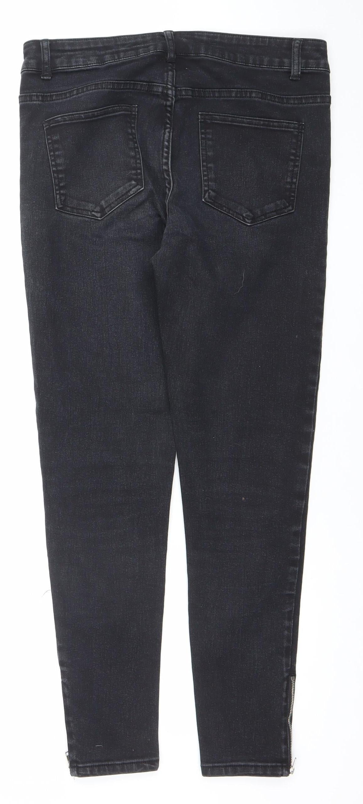 Denim Co. Women's Black Size 12 Slim Jegging Jeans with Ankle Zip