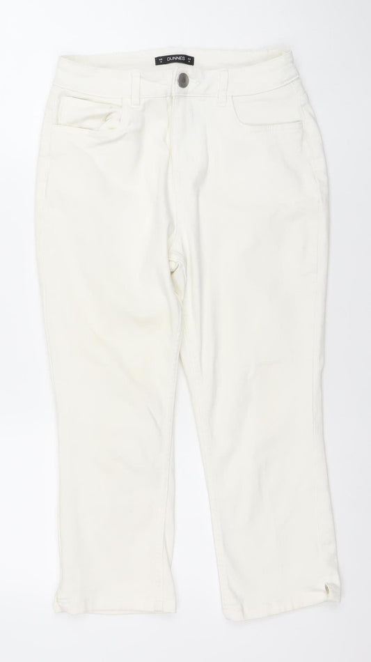 Dunnes Women’s Ivory Straight Leg Jeans Size 10 Stretch Denim