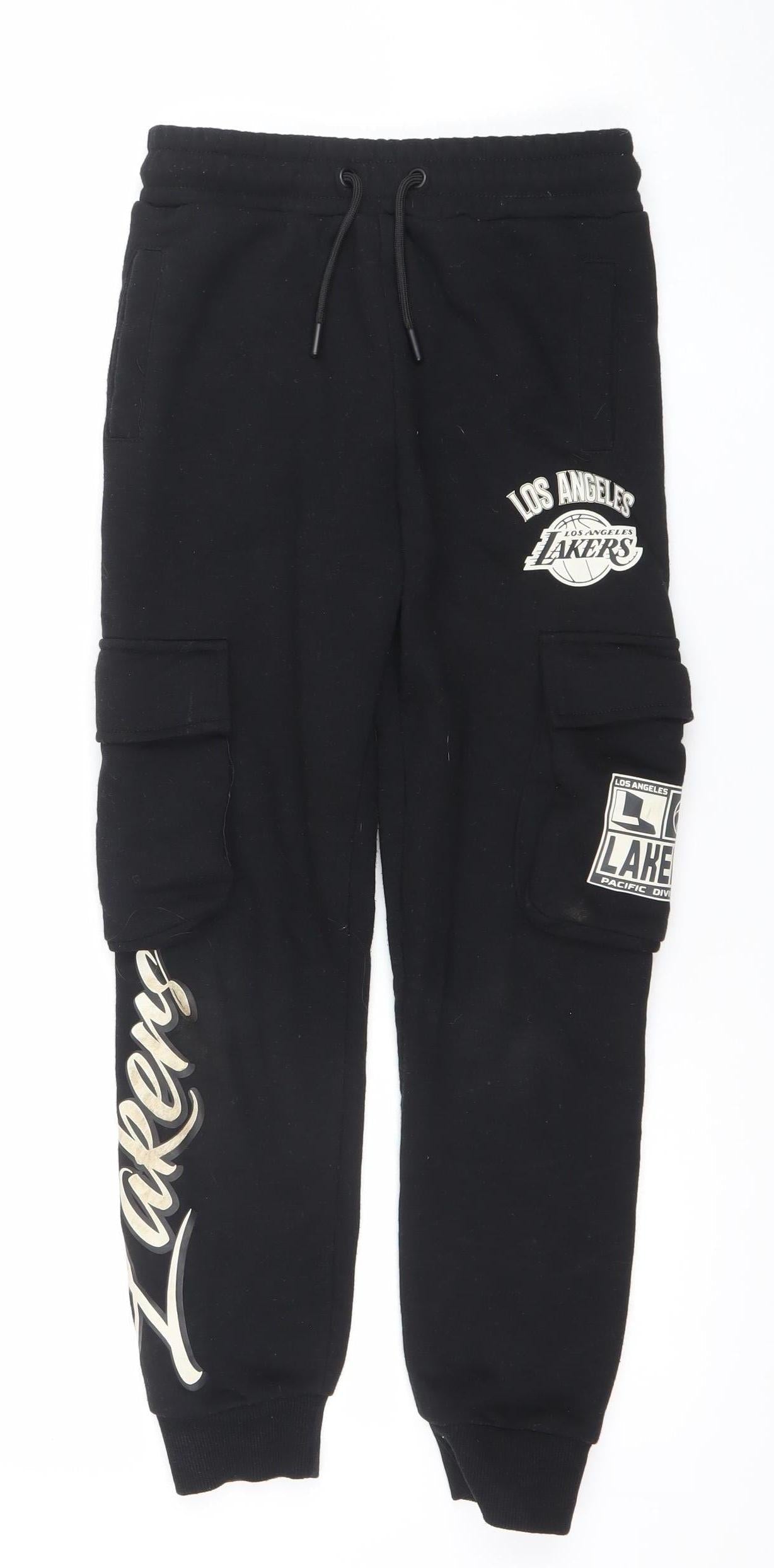NBA Boys Black Los Angeles Lakers Jogger Sweatpants 9-10 Years Drawstring