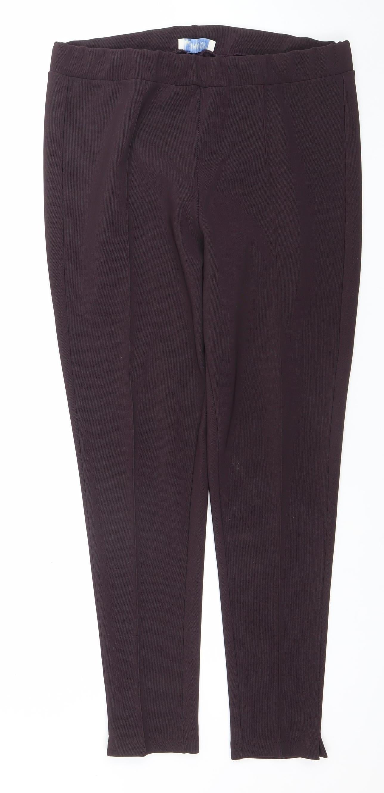 Anamor Womens Purple Size 14 Polyester Stretch Ankle Trousers
