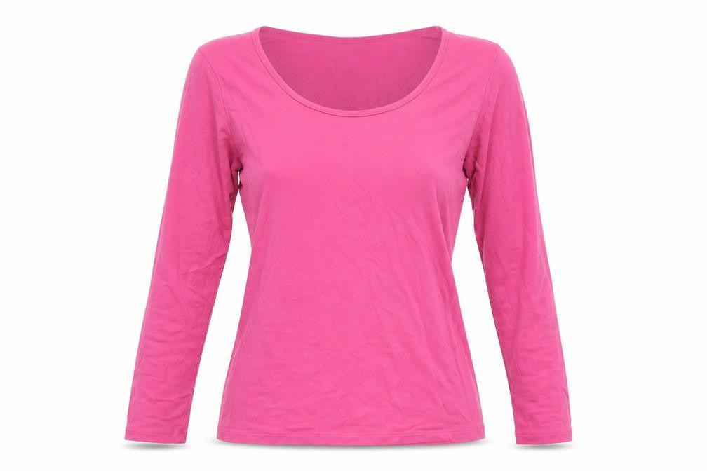 Lands' End Women's Pink Long Sleeve Basic Jersey Cotton Top S