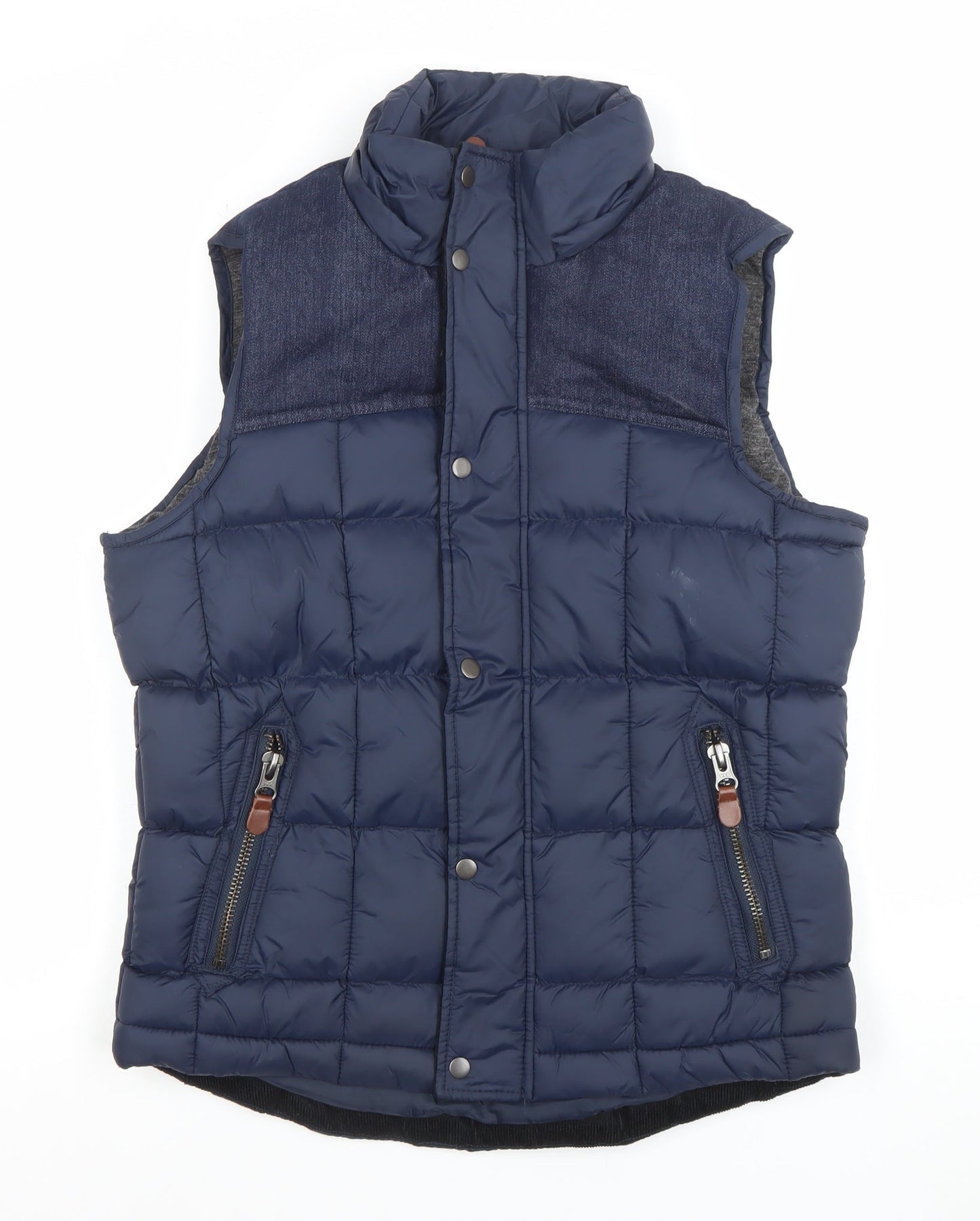 River Island Men's Blue Puffer Waistcoat S Regular Fit Padded Bodywarmer