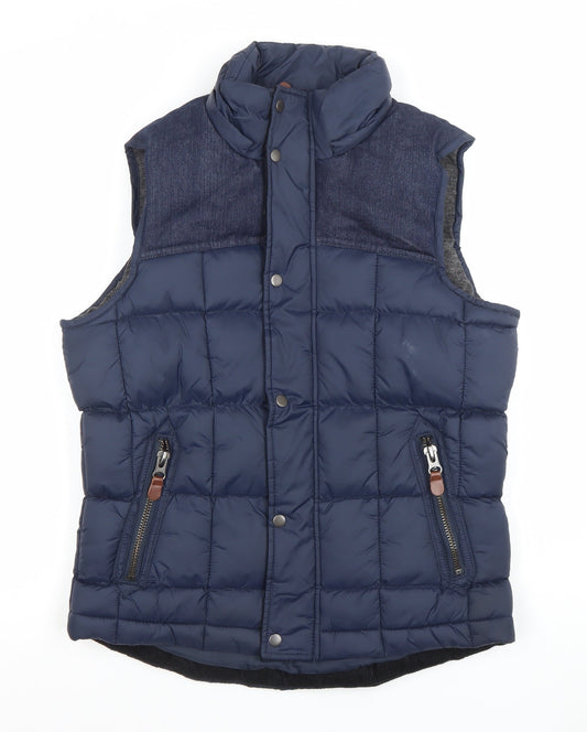 River Island Men's Blue Puffer Waistcoat S Regular Fit Padded Bodywarmer