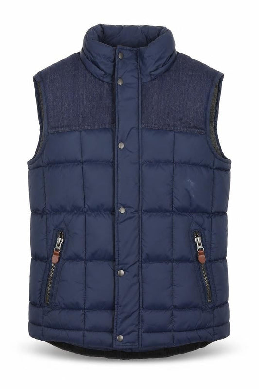 River Island Men's Blue Puffer Waistcoat S Regular Fit Padded Bodywarmer