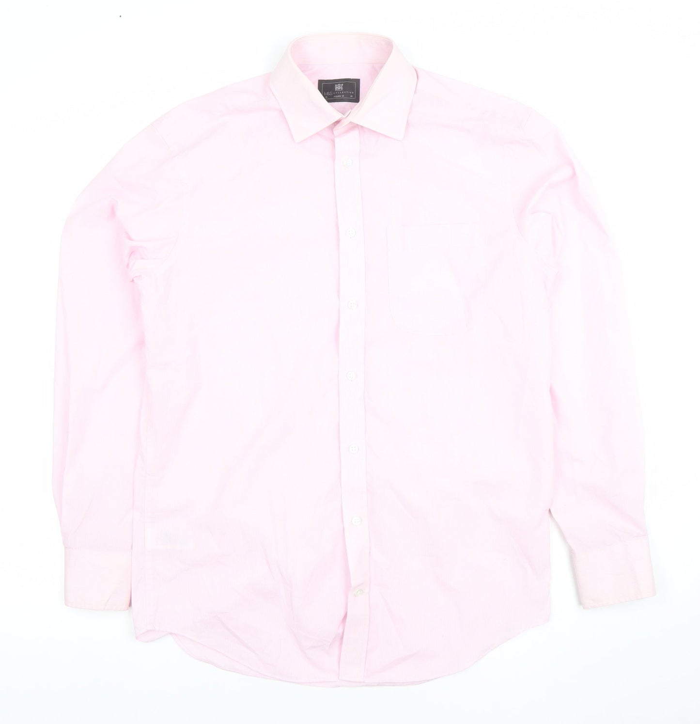 Marks and Spencer Mens Pink Regular Fit Long Sleeve Formal Shirt 15in 38cm