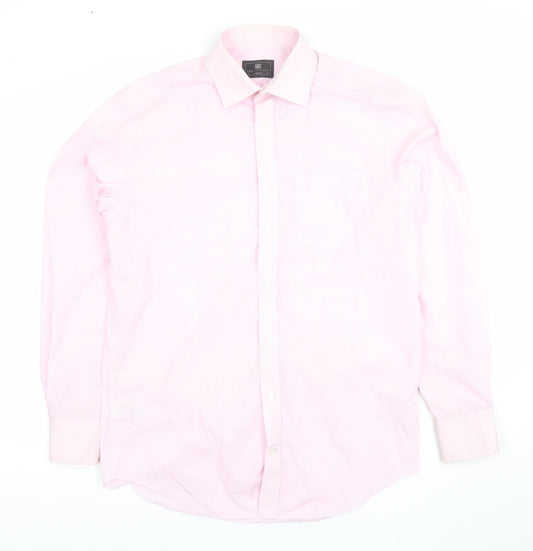 Marks and Spencer Mens Pink Regular Fit Long Sleeve Formal Shirt 15in 38cm
