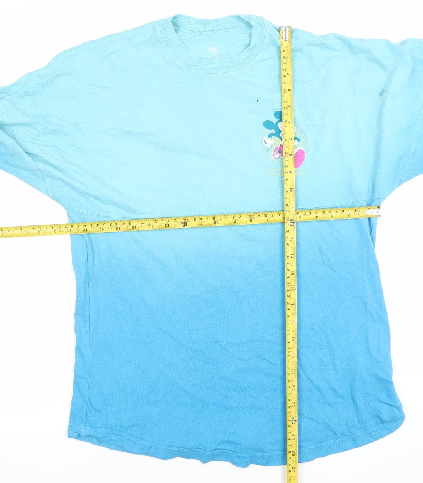 Disney Women’s Blue Long Sleeve XS Mickey Mouse Ombre T-Shirt