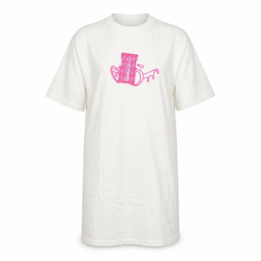 Love Island Women’s White Cotton T-Shirt Dress Size S Crew Neck Short Sleeve