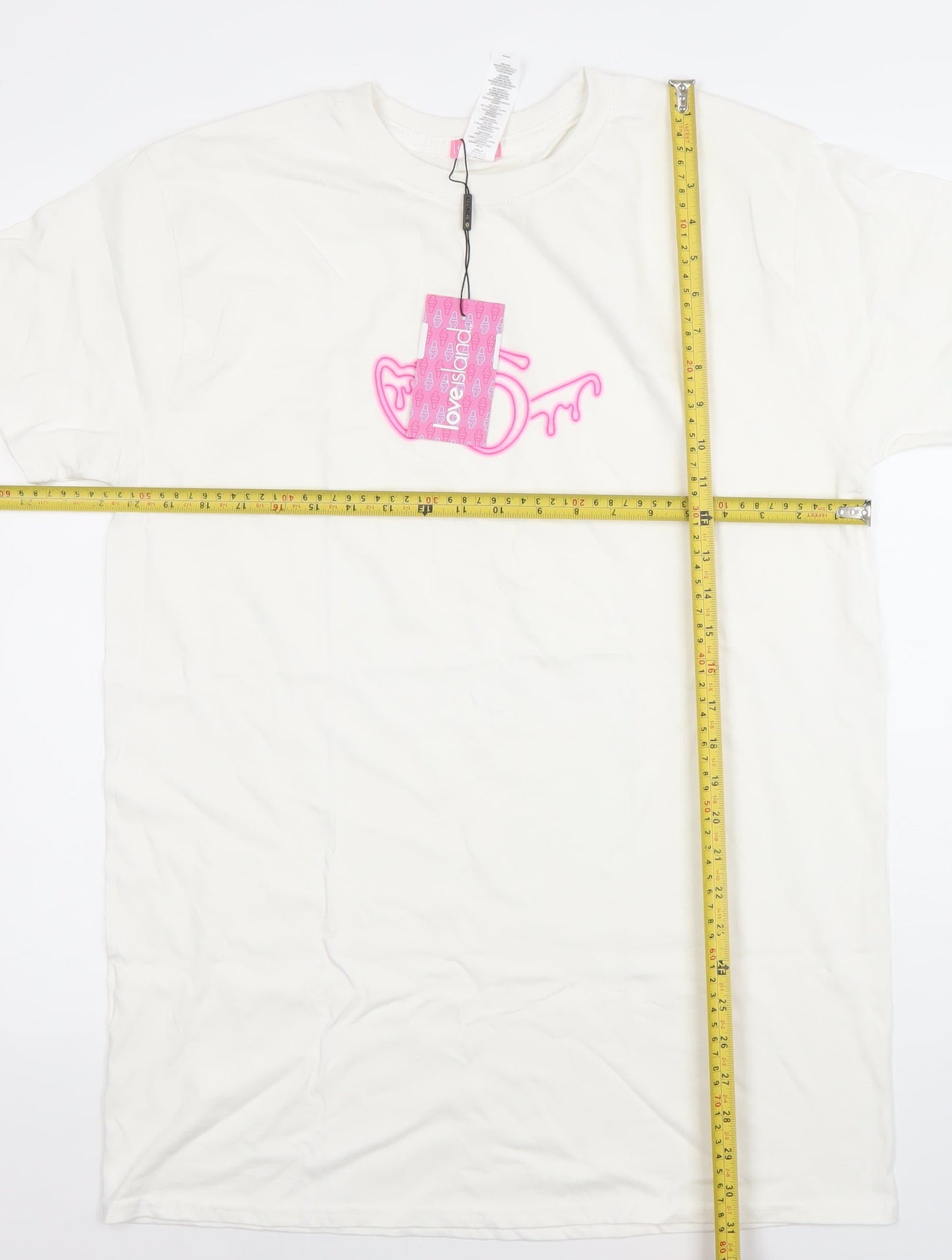 Love Island Women’s White Cotton T-Shirt Dress Size S Crew Neck Short Sleeve