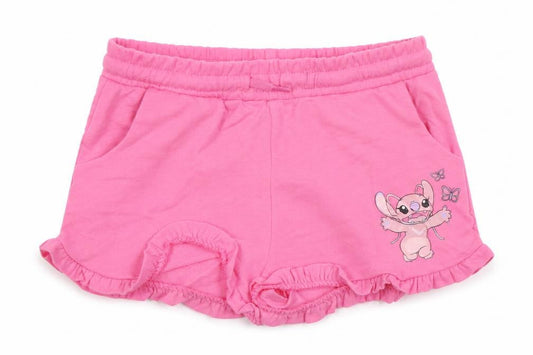Disney Girls Pink Stitch Sweat Shorts 9 Years Elastic Waist Casual Summer