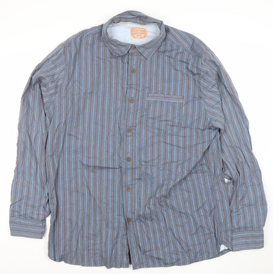 Mantaray Men's Blue Striped Cotton Long Sleeve Dress Shirt Size L