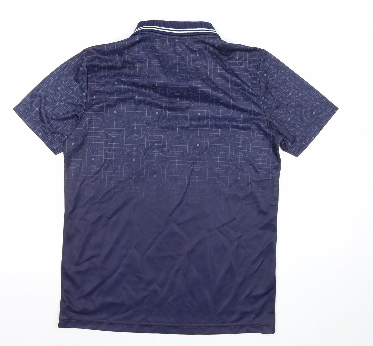 Paul Galvin Mens Blue Geometric Polo Shirt Large 105cm Chest
