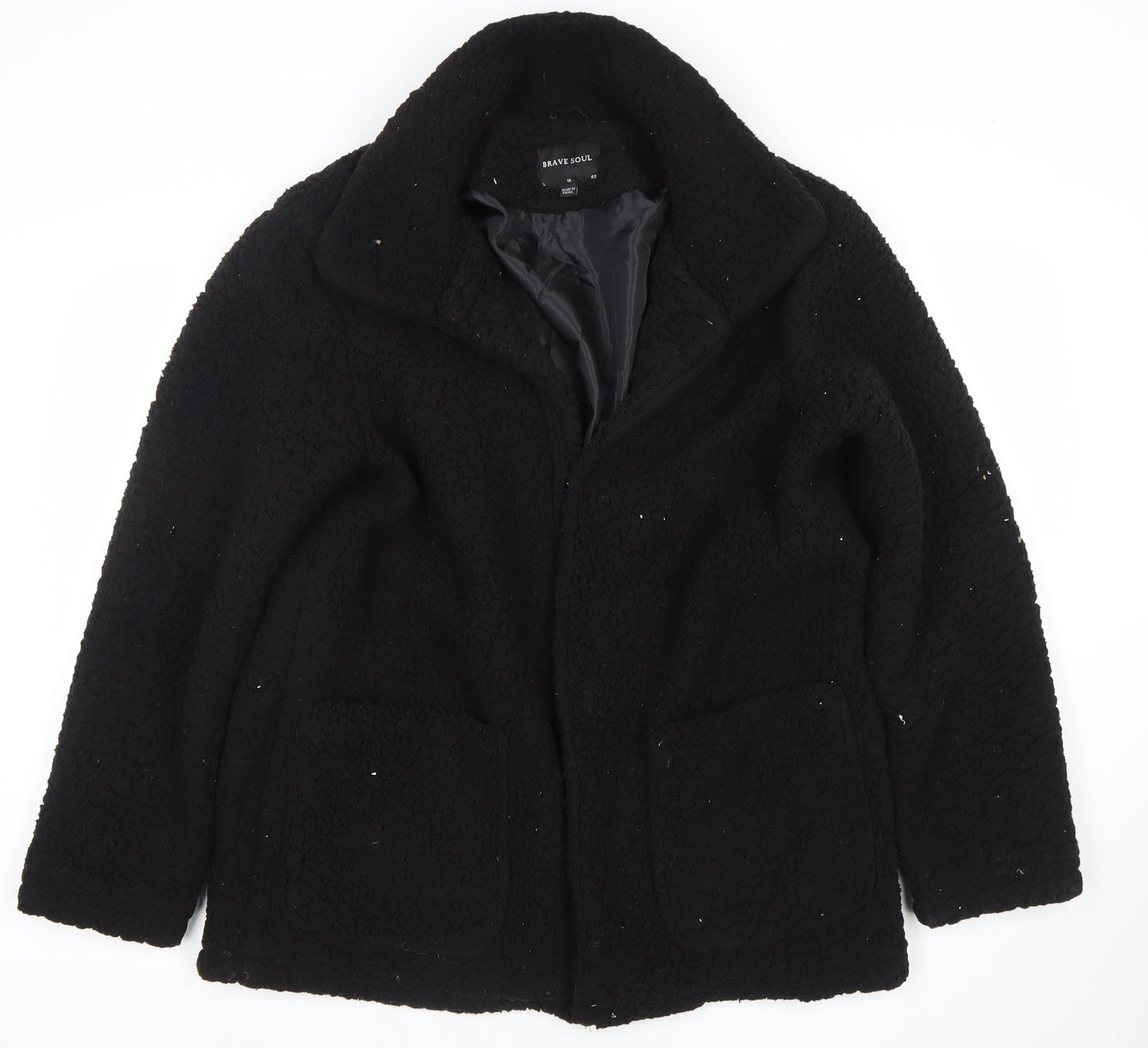 Brave Soul Women’s Black Fleece Lined Mid-Length Coat Size 14